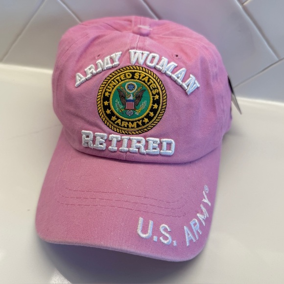 NEW! U.S. Warriors Pink U.S. Army Woman Retired Cap Adjustable Embroidered Hat - Picture 1 of 8